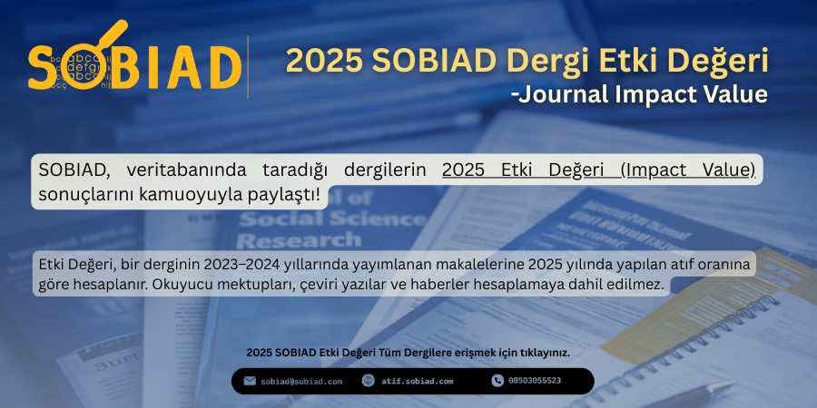 2025 SOBIAD Dergi Etki Değeri Listesi